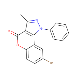 Cc1nn(-c2ccccc2)c2c1c(=O)oc1ccc(Br)cc12 ZINC000169426981