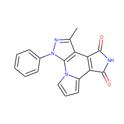 Cc1nn(-c2ccccc2)c2c1c1c(c3cccn32)C(=O)NC1=O ZINC000103254130