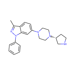 Cc1nn(-c2ccccc2)c2cc(N3CCN([C@@H]4CCNC4)CC3)ccc12 ZINC000147352210