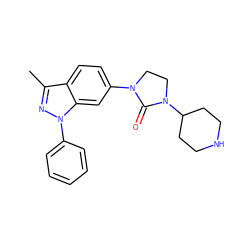 Cc1nn(-c2ccccc2)c2cc(N3CCN(C4CCNCC4)C3=O)ccc12 ZINC000147354003