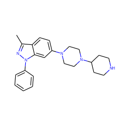 Cc1nn(-c2ccccc2)c2cc(N3CCN(C4CCNCC4)CC3)ccc12 ZINC000147352681