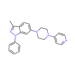 Cc1nn(-c2ccccc2)c2cc(N3CCN(c4ccncc4)CC3)ccc12 ZINC000147353796