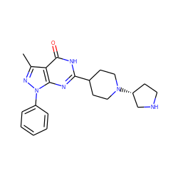 Cc1nn(-c2ccccc2)c2nc(C3CCN([C@@H]4CCNC4)CC3)[nH]c(=O)c12 ZINC000147360627