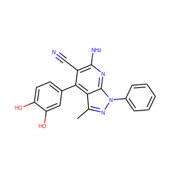 Cc1nn(-c2ccccc2)c2nc(N)c(C#N)c(-c3ccc(O)c(O)c3)c12 ZINC000020533385