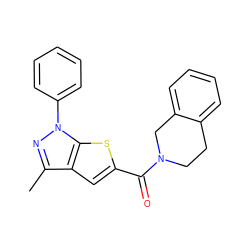 Cc1nn(-c2ccccc2)c2sc(C(=O)N3CCc4ccccc4C3)cc12 ZINC000003216610