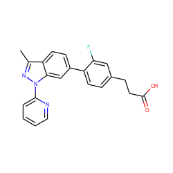 Cc1nn(-c2ccccn2)c2cc(-c3ccc(CCC(=O)O)cc3F)ccc12 ZINC001772576877