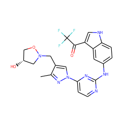 Cc1nn(-c2ccnc(Nc3ccc4[nH]cc(C(=O)C(F)(F)F)c4c3)n2)cc1CN1C[C@H](O)CO1 ZINC001772571519