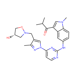 Cc1nn(-c2ccnc(Nc3ccc4c(c3)c(C(=O)C(C)C)cn4C)n2)cc1CN1C[C@H](O)CO1 ZINC001772655451