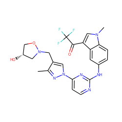 Cc1nn(-c2ccnc(Nc3ccc4c(c3)c(C(=O)C(F)(F)F)cn4C)n2)cc1CN1C[C@H](O)CO1 ZINC001772615357