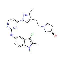 Cc1nn(-c2ccnc(Nc3ccc4c(c3)c(Cl)c(C)n4C)n2)cc1CCN1CC[C@@H](O)C1 ZINC000169709025