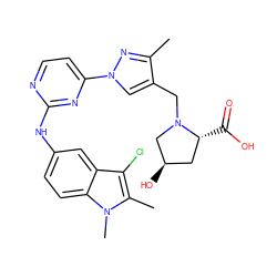 Cc1nn(-c2ccnc(Nc3ccc4c(c3)c(Cl)c(C)n4C)n2)cc1CN1C[C@H](O)C[C@H]1C(=O)O ZINC000169709023