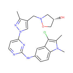 Cc1nn(-c2ccnc(Nc3ccc4c(c3)c(Cl)c(C)n4C)n2)cc1CN1C[C@H](O)CO1 ZINC001772611680