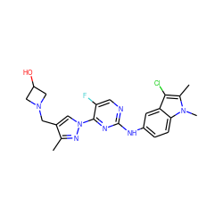 Cc1nn(-c2nc(Nc3ccc4c(c3)c(Cl)c(C)n4C)ncc2F)cc1CN1CC(O)C1 ZINC000169709017