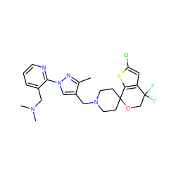 Cc1nn(-c2ncccc2CN(C)C)cc1CN1CCC2(CC1)OCC(F)(F)c1cc(Cl)sc12 ZINC000117174092