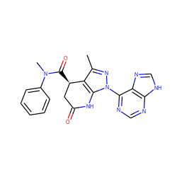 Cc1nn(-c2ncnc3[nH]cnc23)c2c1[C@H](C(=O)N(C)c1ccccc1)CC(=O)N2 ZINC001772652366