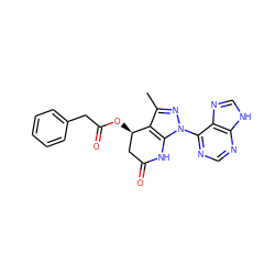 Cc1nn(-c2ncnc3[nH]cnc23)c2c1[C@H](OC(=O)Cc1ccccc1)CC(=O)N2 ZINC001772577929