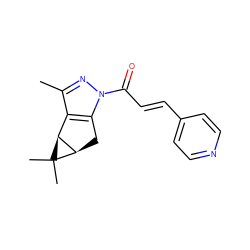 Cc1nn(C(=O)/C=C/c2ccncc2)c2c1[C@H]1[C@@H](C2)C1(C)C ZINC000045337650