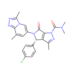 Cc1nn(C(=O)N(C)C)c2c1[C@H](c1ccc(Cl)cc1)N(c1cc(C)c3nnc(C)n3c1)C2=O ZINC000261192790