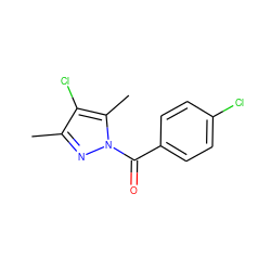 Cc1nn(C(=O)c2ccc(Cl)cc2)c(C)c1Cl ZINC000000052672