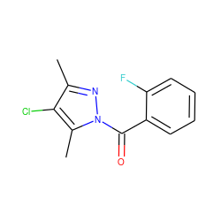 Cc1nn(C(=O)c2ccccc2F)c(C)c1Cl ZINC000000037169