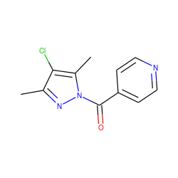 Cc1nn(C(=O)c2ccncc2)c(C)c1Cl ZINC000001000004