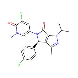 Cc1nn(C(C)C)c2c1[C@@H](c1ccc(Cl)cc1)N(c1cc(Cl)c(=O)n(C)c1)C2=O ZINC000220201752