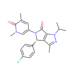 Cc1nn(C(C)C)c2c1[C@H](c1ccc(Cl)cc1)N(c1cc(C)c(=O)n(C)c1)C2=O ZINC000220179130