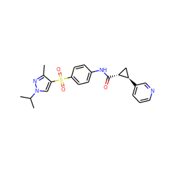 Cc1nn(C(C)C)cc1S(=O)(=O)c1ccc(NC(=O)[C@@H]2C[C@H]2c2cccnc2)cc1 ZINC000103241028