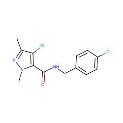 Cc1nn(C)c(C(=O)NCc2ccc(Cl)cc2)c1Cl ZINC000001012072