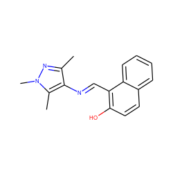 Cc1nn(C)c(C)c1/N=C/c1c(O)ccc2ccccc12 ZINC000013126632