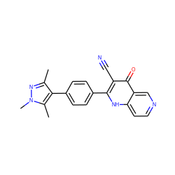 Cc1nn(C)c(C)c1-c1ccc(-c2[nH]c3ccncc3c(=O)c2C#N)cc1 ZINC000073311815