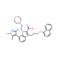 Cc1nn(C)c(C)c1-c1cccc2c(CCCOc3cccc4ccccc34)c(C(=O)O)n(CCN3CCOCC3)c12 ZINC000143587742