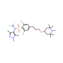 Cc1nn(C)c(C)c1N(C(F)F)S(=O)(=O)c1c(Cl)cc(CCCOC2CC(C)(C)N(C)C(C)(C)C2)cc1Cl ZINC000149993248