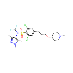 Cc1nn(C)c(C)c1N(C(F)F)S(=O)(=O)c1c(Cl)cc(CCCOC2CCN(C)CC2)cc1Cl ZINC000199936765