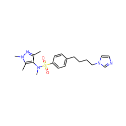 Cc1nn(C)c(C)c1N(C)S(=O)(=O)c1ccc(CCCCn2ccnc2)cc1 ZINC000199943234