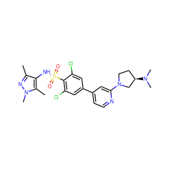 Cc1nn(C)c(C)c1NS(=O)(=O)c1c(Cl)cc(-c2ccnc(N3CC[C@@H](N(C)C)C3)c2)cc1Cl ZINC000117320853