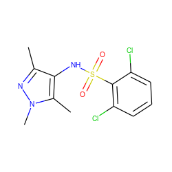 Cc1nn(C)c(C)c1NS(=O)(=O)c1c(Cl)cccc1Cl ZINC000007813857