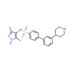 Cc1nn(C)c(C)c1NS(=O)(=O)c1ccc(-c2cccc(C3CCNCC3)c2)cc1 ZINC000117319258