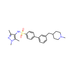 Cc1nn(C)c(C)c1NS(=O)(=O)c1ccc(-c2cccc(CC3CCN(C)CC3)c2)cc1 ZINC000199936628