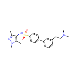 Cc1nn(C)c(C)c1NS(=O)(=O)c1ccc(-c2cccc(CCN(C)C)c2)cc1 ZINC001772635646