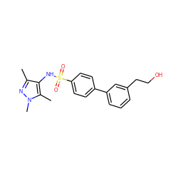 Cc1nn(C)c(C)c1NS(=O)(=O)c1ccc(-c2cccc(CCO)c2)cc1 ZINC000199945532