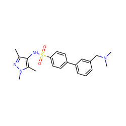 Cc1nn(C)c(C)c1NS(=O)(=O)c1ccc(-c2cccc(CN(C)C)c2)cc1 ZINC000199947036