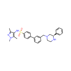 Cc1nn(C)c(C)c1NS(=O)(=O)c1ccc(-c2cccc(CN3CCN[C@H](c4ccccc4)C3)c2)cc1 ZINC000199945605