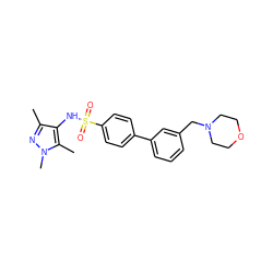 Cc1nn(C)c(C)c1NS(=O)(=O)c1ccc(-c2cccc(CN3CCOCC3)c2)cc1 ZINC000117313374