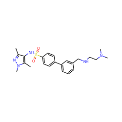 Cc1nn(C)c(C)c1NS(=O)(=O)c1ccc(-c2cccc(CNCCN(C)C)c2)cc1 ZINC000199947127