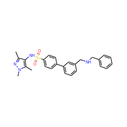 Cc1nn(C)c(C)c1NS(=O)(=O)c1ccc(-c2cccc(CNCc3ccccc3)c2)cc1 ZINC000117315919