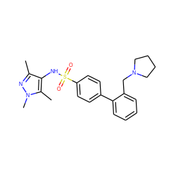 Cc1nn(C)c(C)c1NS(=O)(=O)c1ccc(-c2ccccc2CN2CCCC2)cc1 ZINC000117315907