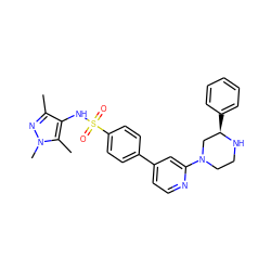 Cc1nn(C)c(C)c1NS(=O)(=O)c1ccc(-c2ccnc(N3CCN[C@H](c4ccccc4)C3)c2)cc1 ZINC000117321530