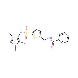 Cc1nn(C)c(C)c1NS(=O)(=O)c1ccc(CNC(=O)c2ccccc2)s1 ZINC000199947307