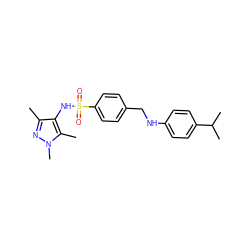 Cc1nn(C)c(C)c1NS(=O)(=O)c1ccc(CNc2ccc(C(C)C)cc2)cc1 ZINC000199947533